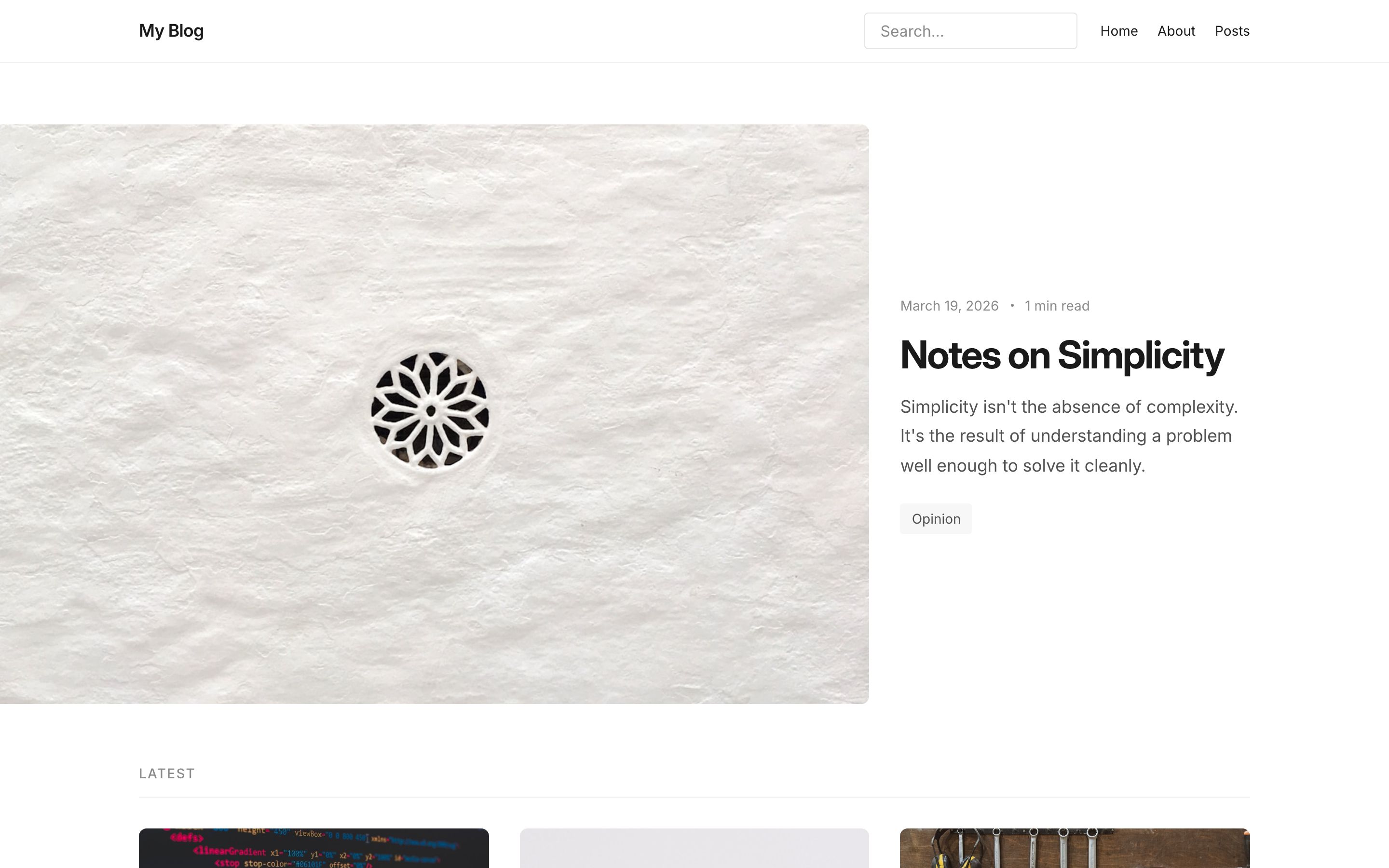Blog Template starter homepage screenshot for EmDash CMS