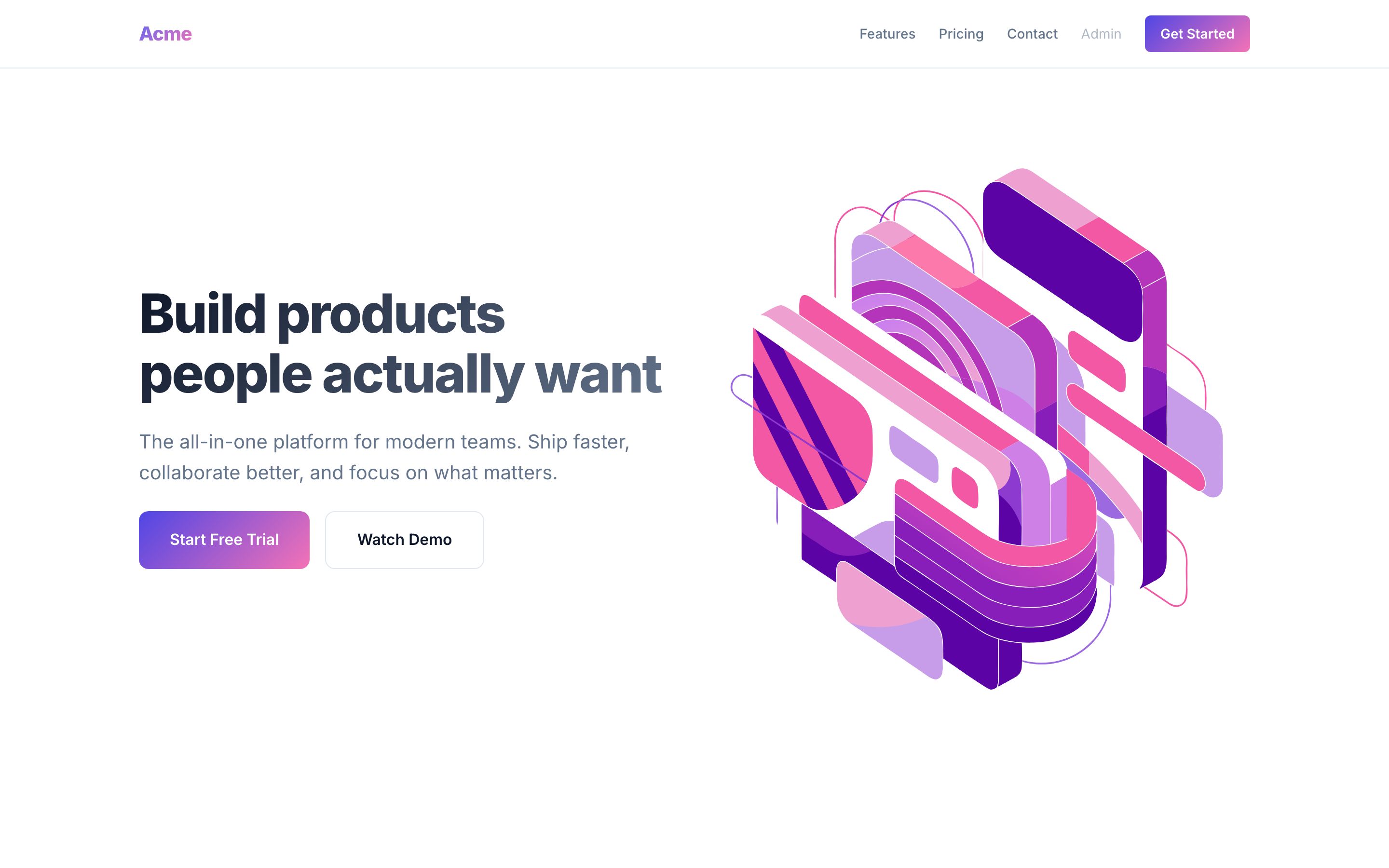 Marketing Template starter homepage screenshot for EmDash CMS