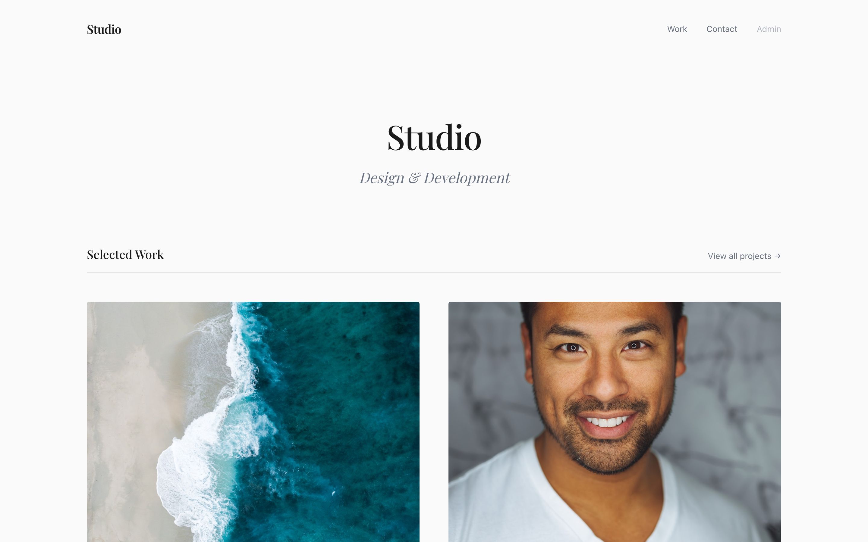 Portfolio Template starter homepage screenshot for EmDash CMS